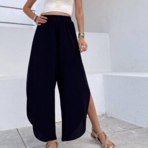 Yırtmaçlı Keten Pantolon