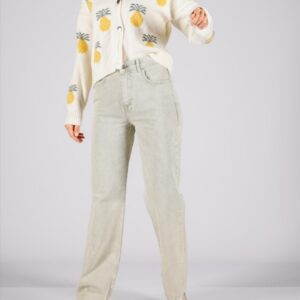 Asit Yıkama Pamuklu Pantolon-Çağla